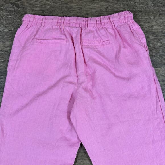 Charter Club Luxury Linen Pants M Pink Wide Leg Elastic Drawstring Waist - Picture 11 of 13